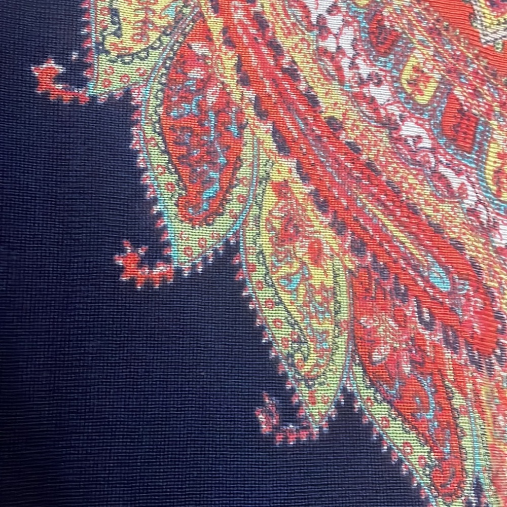 Lauren Ralph Lauren Navy Blue with Paisley Patterned Semi-Sheer Blouse Size XL - Picture 4 of 12